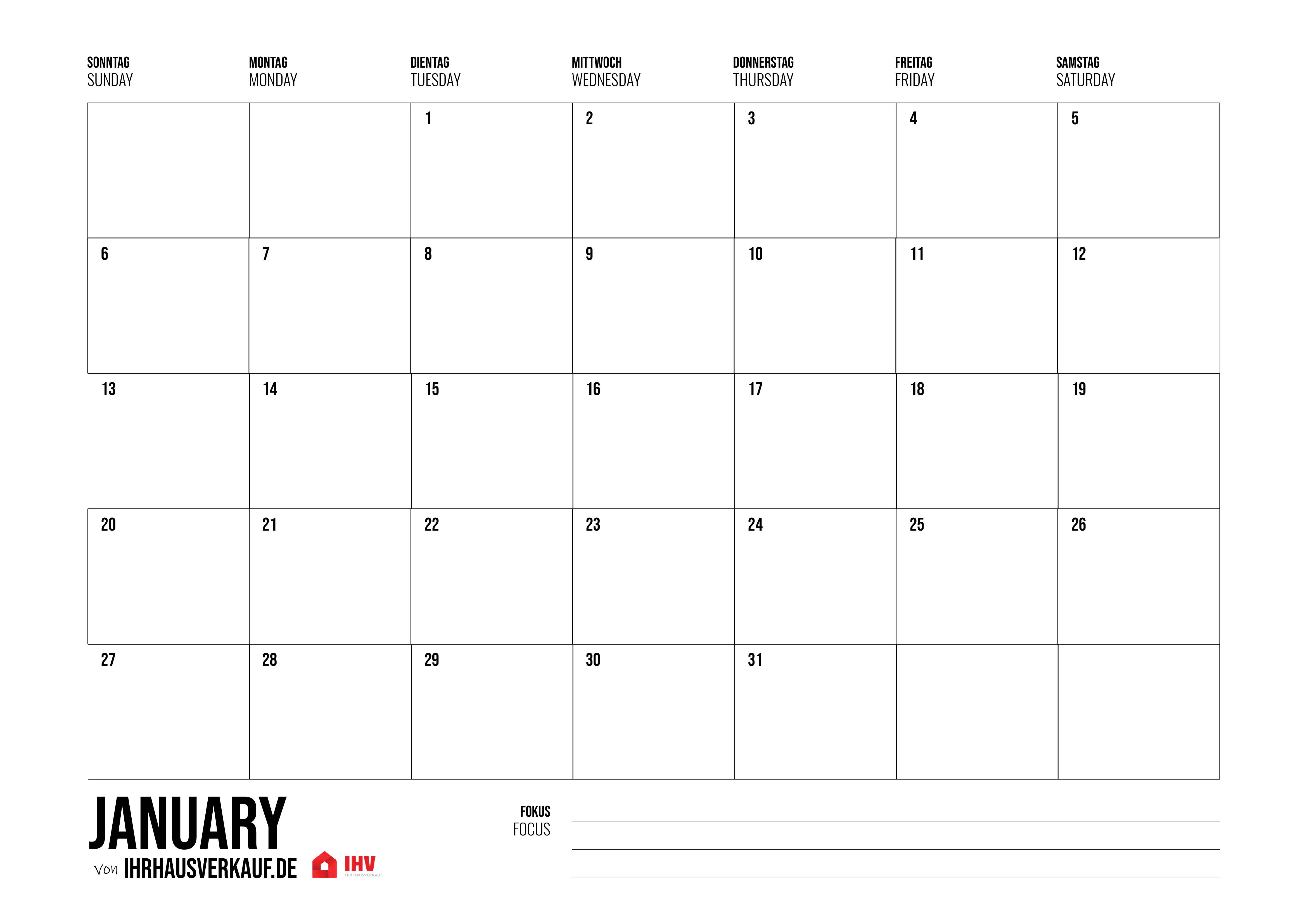 Calendar 2019 for printing: months and weeks as PDF (12+1 template, charge) - ℄ Estates