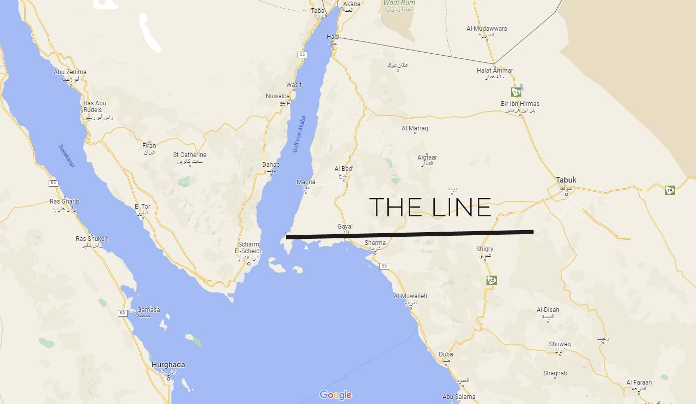 The Line Project Saudi Arabia Location Town Maps Close View Red Sea 