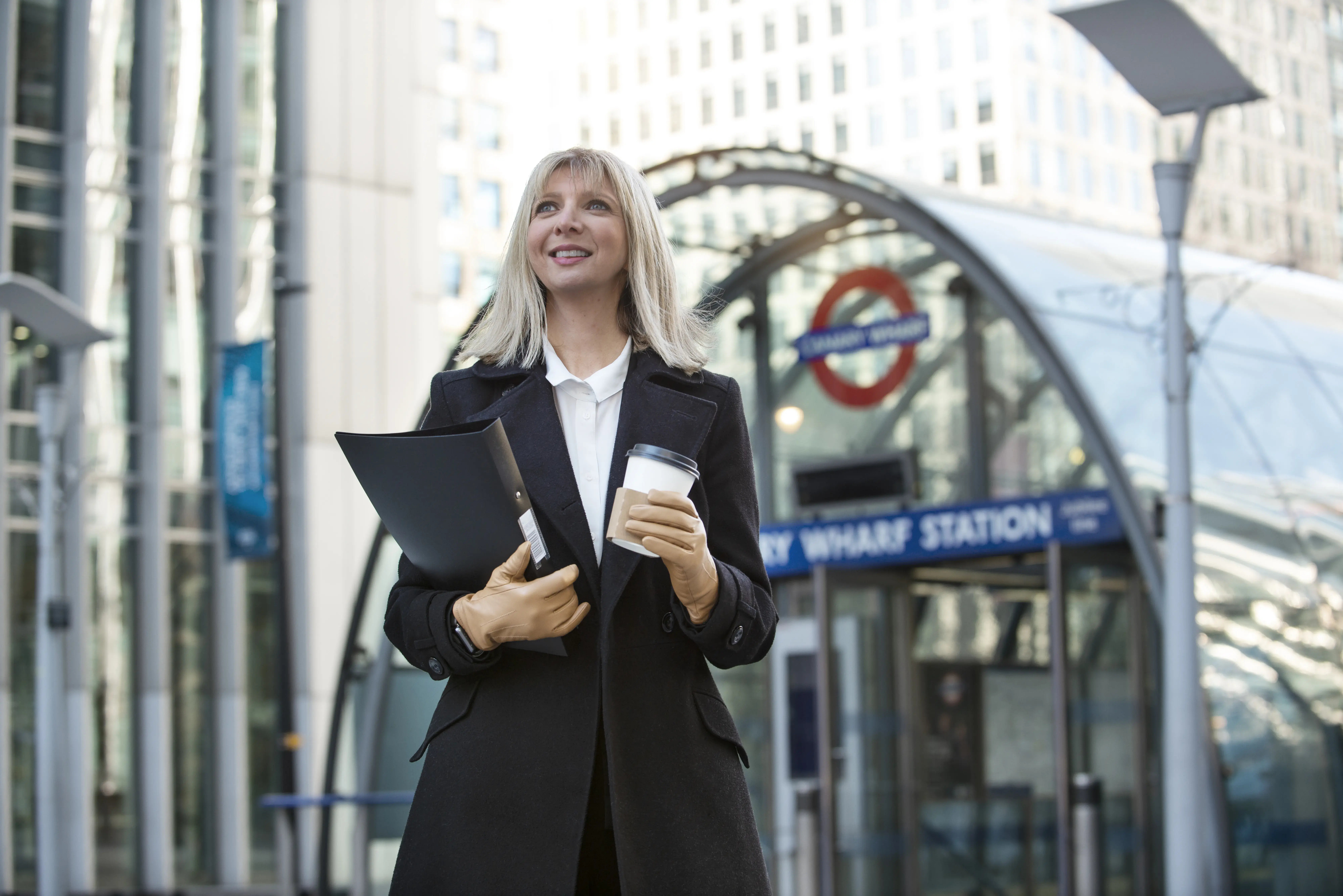 Businesswoman London City financial district UK economy