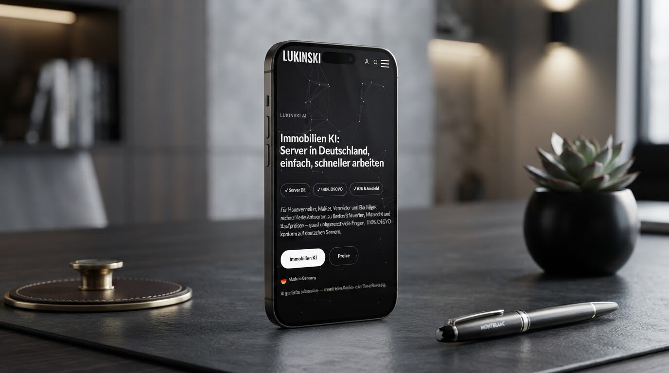 Lukinski Immobilien-KI App auf dem iPhone im Bueroalltag